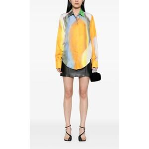 Christopher Esber Aura Silk Shirt in Tangelo Aura Print AU 8 US 4